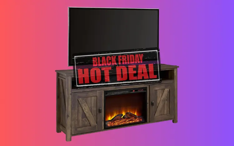 Ameriwood Farmington Fireplace TV Stand Black Friday Cyber Monday Deal