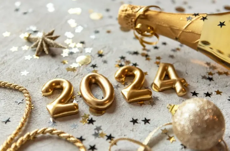 new year 2024 image in golden color